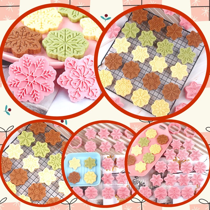 Orapink Christmas Cookie Cutter-Plastic Christmas Cookie Cutters and Stamps,9 Pieces