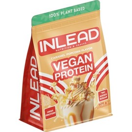 INLEAD - Vegan Protein - Caramel Popcorn | Creamy Consistency - 100% Vegetable - No Added Sugar | Protein Powder Made of 4 Components - 500 g