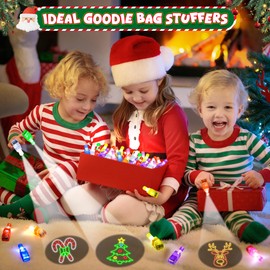 Christmas Party Favors, 32 Finger Lights Goodie Bag Stuffers for Kids, Bulk light Up Small Christmas Toys Stocking Stuffers Fillers, Classroom Favors Gifts Prizes for Student Treats Supplies