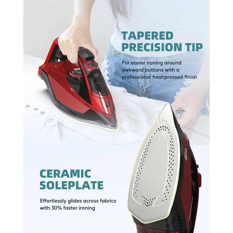 OMAIGA Cordless Iron for Clothes, 1500W Wireless Steam Iron with