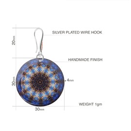 Handmade Mandala Dangle Round Earrings for Women, Boho Costume Statement Jewellery (Style 10 - Navy Blue)