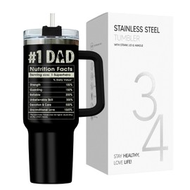 34HD Dadalorian Tumbler with Handle, 40oz Dad Tumbler Stainless Steel, Star Movie Gifts for Men, Cool Dad Gifts for Christmas from Son Daughter Wife