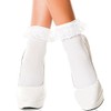 MUSIC LEGS Ruffle Lace Opaque Short Socks White
