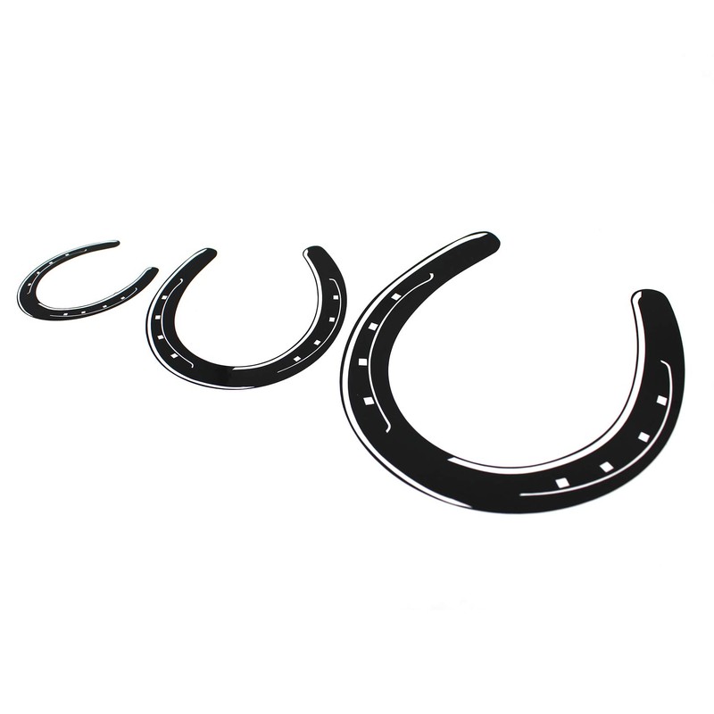 3 x Horseshoe Stickers Car Sticker Car Decoration Glossy Black
