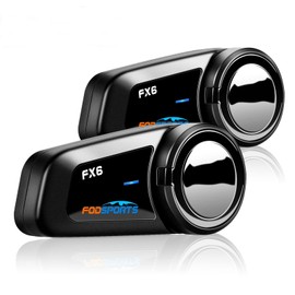 FODSPORTS Motorcycle Income FX6 6 Simultaneous Calls, FM Included, Communication Auto Return, Connects to Other Incoms, CVC Noise Reduction, HI-FI Sound Quality, For Income Bikes, 20H Continuous