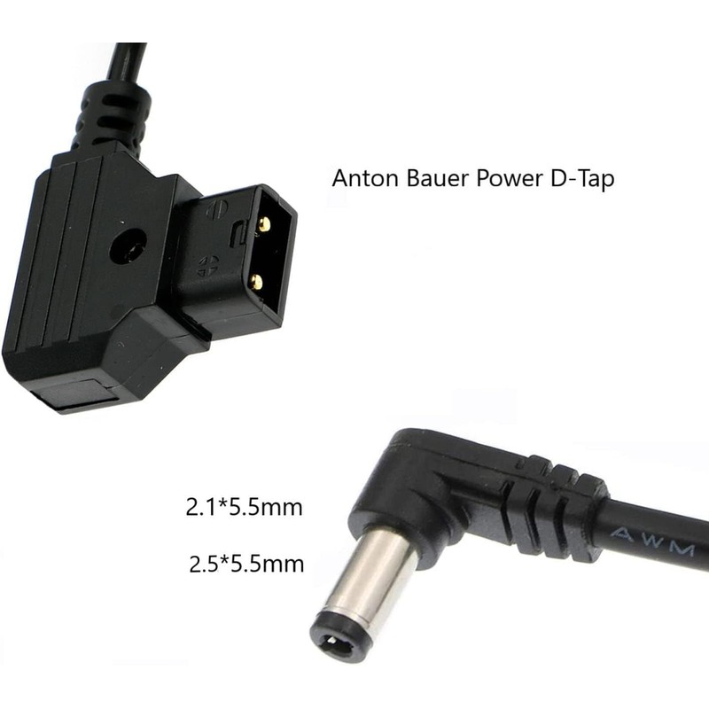 Dtap to Right Angle DC Power Cable 12V 2.1mm for