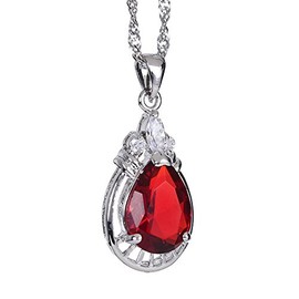 Fashion Jewelry Pear Cut Red Ruby Fine Clear Topaz Pendant Necklace For Dress