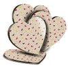 4 x Heart Coasters - Pretty Bird Pattern Red Yellow