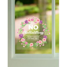 HONGSI ART Pack of 2 No Soliting Sticker Decal for Door or Window 7"x 7" - No Ringing or Knocking, No Exceptions' Easy Attachment, Neat White Tone, Bright Mood Sticker