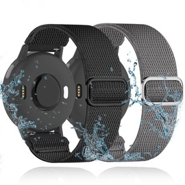 Conidido Water-Resistant Elastic Nylon Strap Compatible with Garmin Vivoactive 5/Vivoactive 3 Watch Bands, 2 Pack 20mm Quick Release Breathable Wristband for Venu/Venu Sq/Forerunner 55/165/245/645