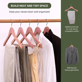 American Red Cedar Wood Hangers 20 Pack, Smooth Finish Wooden Coat Hangers for Suit Shirt, Aromatic Cedar Clothes Hangers with 360°Flexible Swivel Hook & Smooth Notches for Dress, Jacket, Pants LM04N