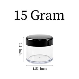 12 Pcs 15ml/0.5oz​ Small Travel Containers Clear Plastic Cosmetic Jar Refillable Roun for Beauty Lotion Cream Products Sample Bottles Black Plastic With Screw on Lid Container