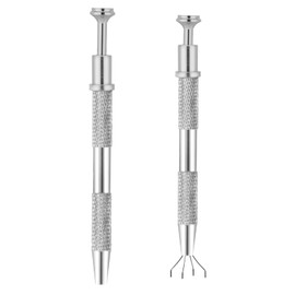 2Pcs 4 Prongs Jeweler's Pick Up Tool 4 Prong Diamond Claw Tweezers Pearl Grabber Pick Up Tool Piercing Ball Grabber for Tiny Objects Ic Chips Electronic Components