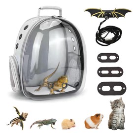 CUTENNIOU Bearded Dragon Carrier with Harness and Leash Set Large Small Animal Carrier Backpack Bubble Window Portable Small Pet Carrier for Reptile Lizard Rabbit Bird Guinea Pig Cat Travel Walking