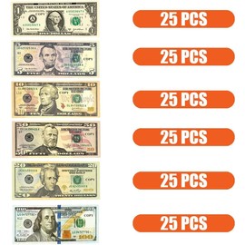 Dollar Play Money (150 Notes, 6 Different Values) - Dollar Props, Play Money Notes, Dollar Notes, Prop Money Play Money Children's Banknotes for Children, Shopping for Counting and Financial Education