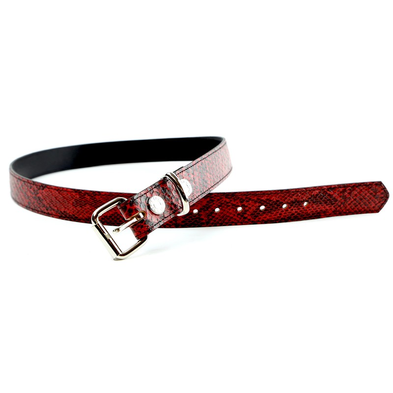 Red Python Snake Belt 1.25" Wide Removable Buckle (L)
