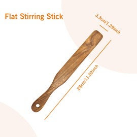 11 Inch Teak Wooden Spatula for Sourdough Starter Mixing - TRACOMPAN Skinny Baking Utensil with Flat Edge | Dough Stirring Stick & Blender Scraper for Bread Making