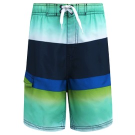Kanu Surf Boys' Echo Quick Dry UPF 50+ Beach Swim Trunk, Waterfront Navy/Green, 4