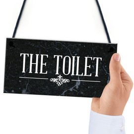 RED OCEAN Marble Theme Hanging Bathroom Toilet Loo Sign Home Decor New Home Gift