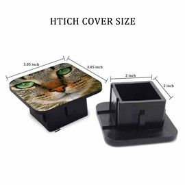 Beabes Trailer Hitch Cover 2 Inch Cat, Funny Kitten Cat Portrait Green Eyes Heavy-Duty Tow Rear Receivers Plug Covers, 2" Rubber Towing Hitch Cover for Trucks Cars SUVs Sedans