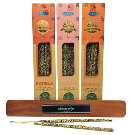 Pack of 3 Natural Organic Ullas Incense Sticks + 1 Aroma Bar (Cinnamon - Myrrh - Sandelo)