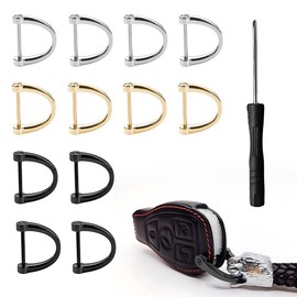 D Ring, Pack of 12 Metal Rings, Bag Strap Hooks in 2 Colours, Black and Gold, Metal D Ring Made of Hard Zinc Alloy, Suitable for Handbags, Backpacks, Keys D Rings