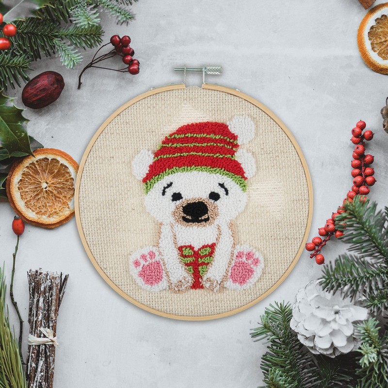 Trimits Embroidery Punch Needle Hoop Kits, 15.2cm 6”, Bear