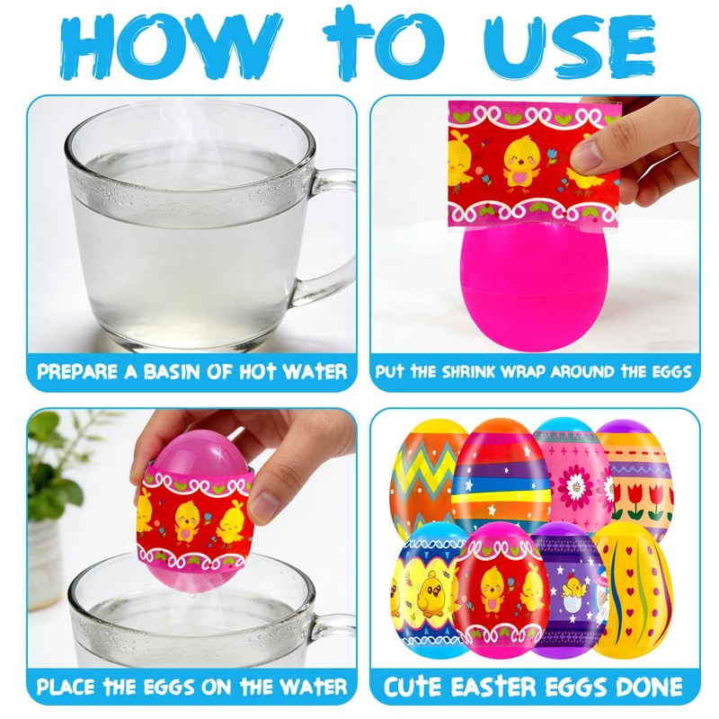 50 Pack Easter Eggs Wrapper Bulk Luminous Eggs Film Heat