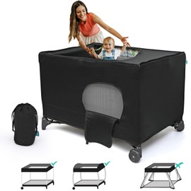 BROLEX Pack N Play - Funda opaca elástica, transpirable, color negro