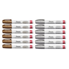 Sharpie Oil Based Paint Markers, Medium 12-Pack, 6 Gold and 6 Silver