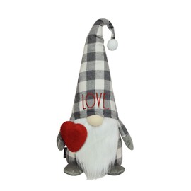 Rae Dunn Christmas Gnome Love - 19 Inch Stuffed Plush Santa Figurine Doll with Felt Hat - Cute Ornaments and Holiday Decorations for Home Decor and Office