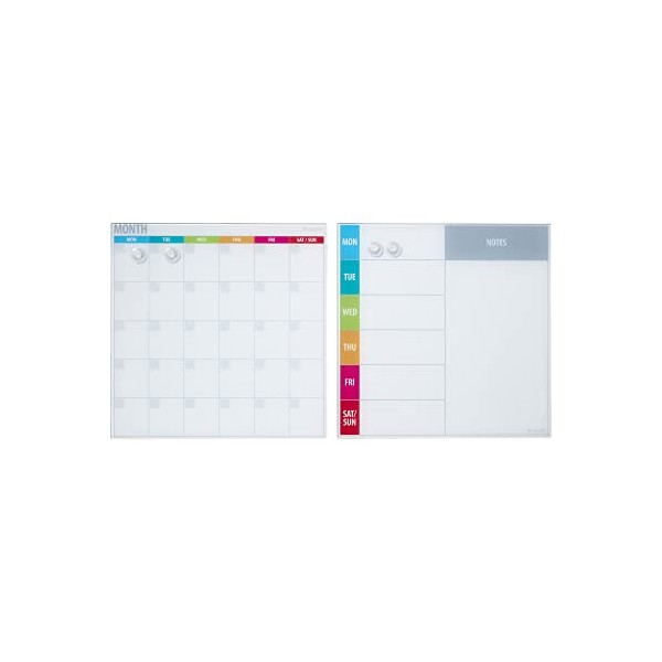 ECR4Kids 17.5in x 17.5in Magnetic Dry-Erase Calendar Glass Boards and