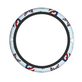 American Stars and Stripes Pattern Steering Wheel Cover,Warm in Winter and Cool in Summer,15 in Universal Accessory for Car Fashion Elastic Breathable Silicone Anti-Slip Decor Cover for Men Women