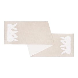 C&F Home 14" x 72" Easter White Trio Bunny Rabbits w/ Tufted Bums Decorative Table Runner Spring Springtime Kitchen Dining Dinner Table Tabletop Tablerunner Decor Decoration Beige