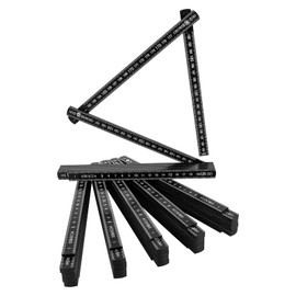 Folding Rule, 2 m, Folding Ruler: 6 Pieces, Mini Folding Rule, 2 Metres, Made of Plastic with 10 Links, Metric Gift for DIY, Home, Hobby, Workshop, Black