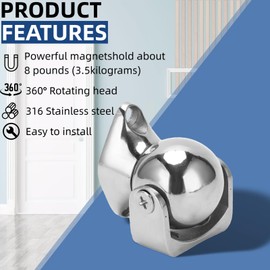 Yctze Magnetic Door Stopper Marine Door Stopper 316 Stainless Steel Door Stopper Magnet Door Holder Catch Yacht Accessories for Boat Motorhome