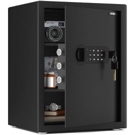 ISLANDSAFE Small Home Safe Box Deluxe Digital Electronic Keypad Lock Safes 1.7 Cuft Cabinet Safes Security Lock Box for Office Hotel Dorm Cash Money Jewelry (1.7 Cubic Feet Black)