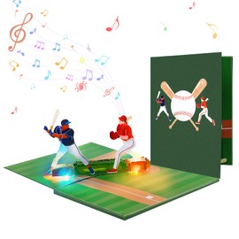 GREETING ART Baseball Birthday Card, Birthday Card With Music and Lights, Baseball Pop Up Card, Happy Birthday Card for Son, Men, Dad, Hsuband, Baseball Lovers