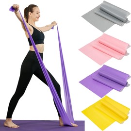 Bandas de Resistencia Multifuncionales para Ejercicio, Bandas de Resistencia 4PCS 150cm, Ligas Elásticas de Material TPE para Prevenir Alergias, Ideal para Ejercicios en Casa, Gimnasio, Pilates