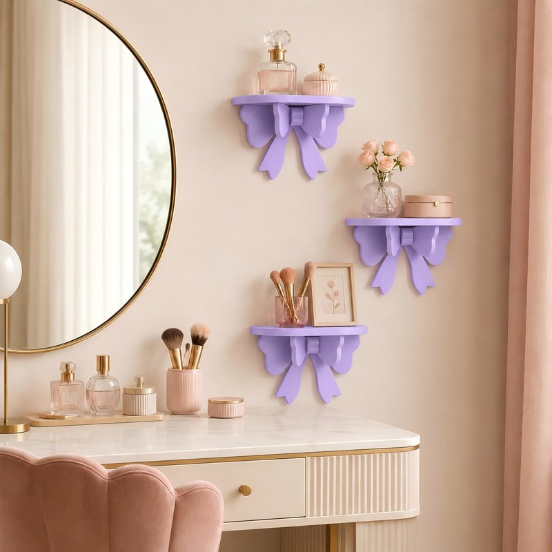 Purple Kawaii Room Decor Floating Shelf, with Mounting Kit 50Cute
