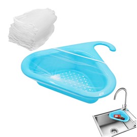 Strainer Basket Drain Shelf Swan Sink clours Triangular, Triangle Kitchen Sink Strainer with 50 Pieces Mesh Bags, Kitchen Sink Drain Basket, Sink Drain Basket for Filter Waste Fruit Clean (A)