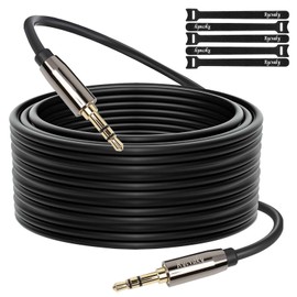 rycvaky 3.5mm Audio Auxiliary Stereo Cable, Gold Plated Connectors Male to Male Aux Cable for Headphones, Car, Home Stereos, Speaker or Subwoofer, Black,75ft - 1 Pack