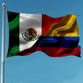 Mexican Mexico And Colombian Colombia Flag 3x5 Ft Double-Sided Printed Indoor/Outdoor Flag Polyester Fabric Decorative Banner With 2 Brass Grommets 3x5 Foot National Flags For Outside