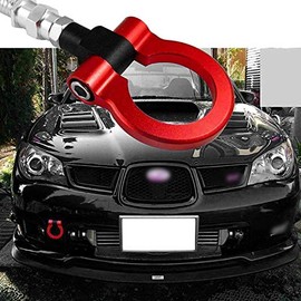 Xotic Tech JDM Sport Track Racing Style CNC Aluminum Screw-on Tow Hook Front Rear Bumper Compatible with Scion FRS, Subaru BRZ WRX (Red)