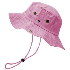 Glory Max Washed Cotton Bucket Hat with Chin Strap Fishing Sun Safari Boonie Cap (as1, Alpha, s, m, Pink)