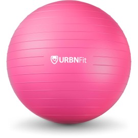 URBNFit Exercise Ball - Yoga Ball in Multiple Sizes for Yoga, Pilates, Pregnancy, Stability - Anti-Burst Swiss Balance Ball w/Quick Pump – Office Ball Chair for Home and Gym – 30 Inch - Pink