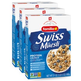 Familia Swiss Muesli Protein Crunch, Energy-Packed Cereal with Superseeds & Honey, 21oz (Pack of 3)