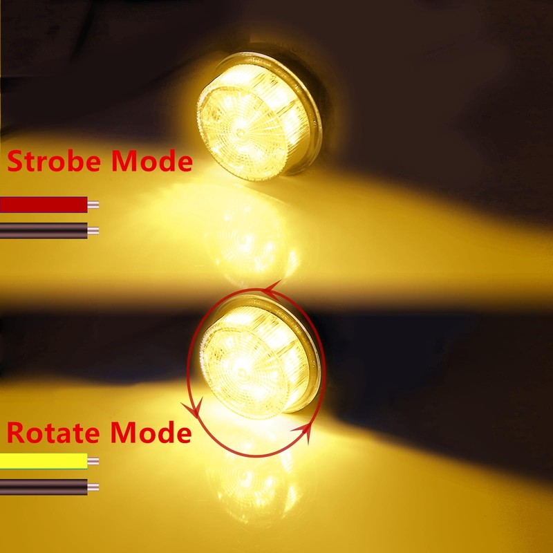 Round Emergency Strobe Lights,12-24V Rotating Beacon Light Emergency Warning Lights