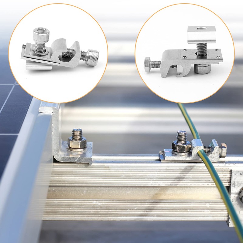 Pack of 6 Earth Clamp Aluminium, FUKPO Solar Panel Bracket