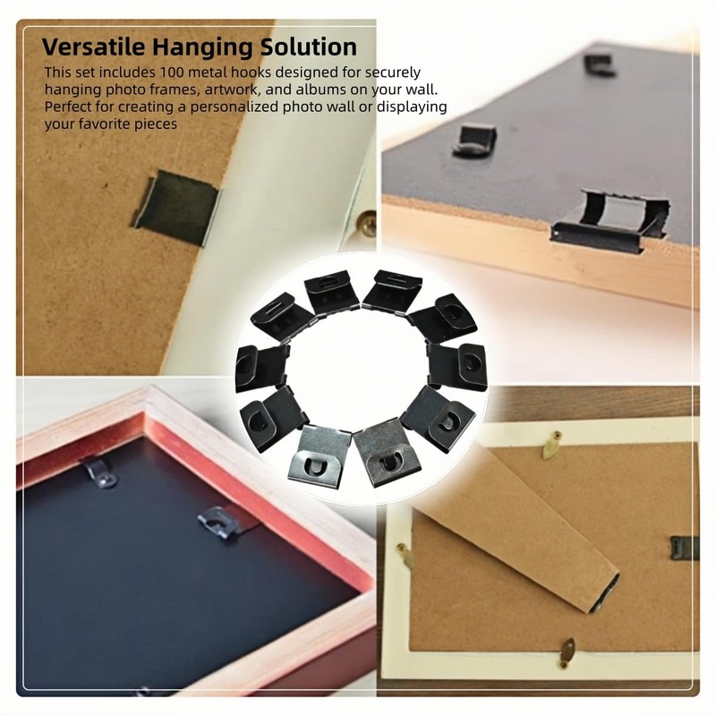 100 Pcs Photo Frame Hanging Clip S Hook Back Plate